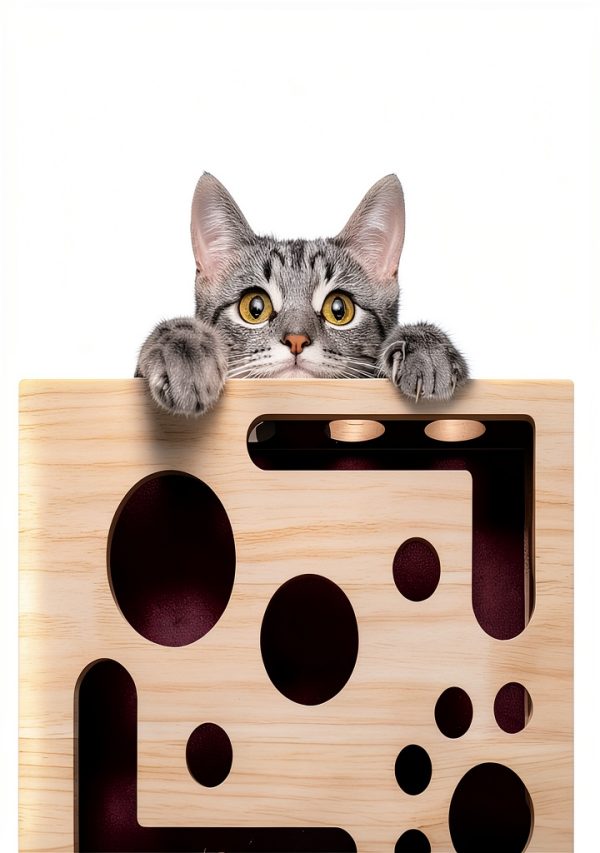 Cat Scratch Puzzle Enrichment Box Migtory Wooden Nail File Stress Free-4