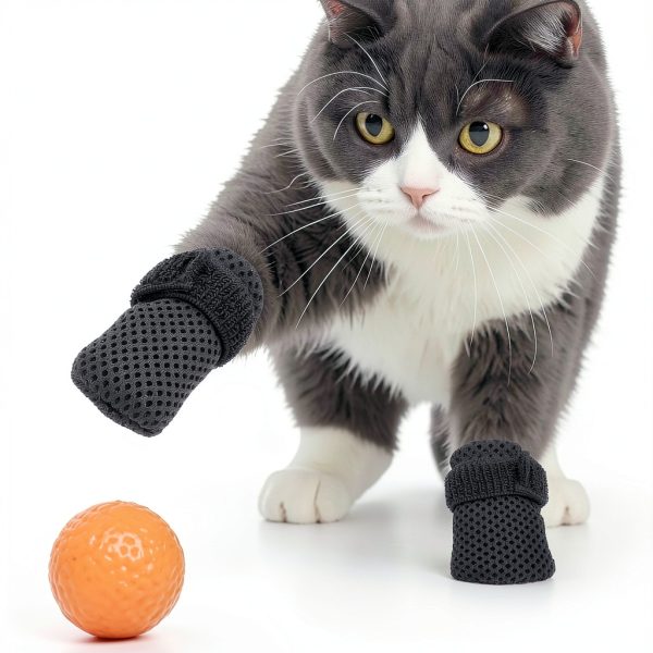 Cat Claw Covers braxan Adjustable Mesh Shoes Booties 8 Pcs Grey Black-6
