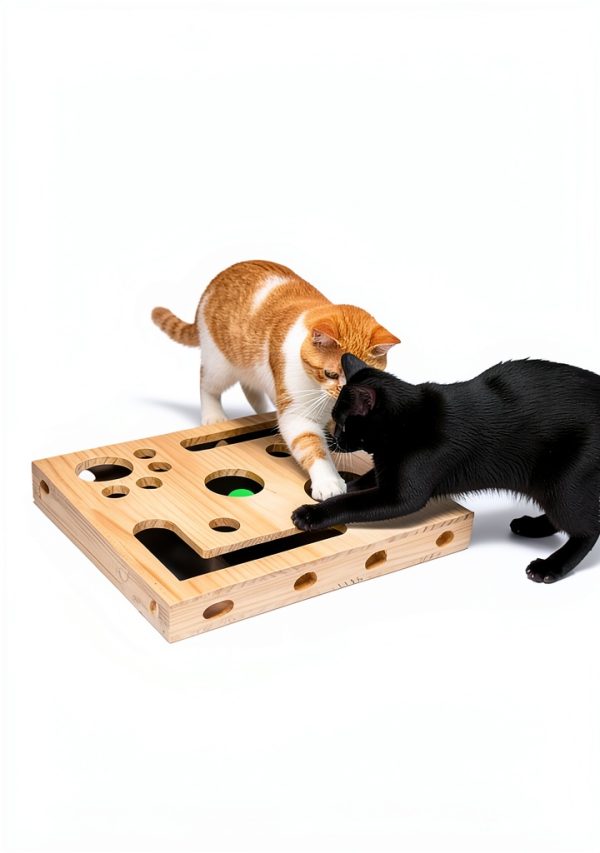 Cat Scratch Puzzle Enrichment Box Migtory Wooden Nail File Stress Free-3