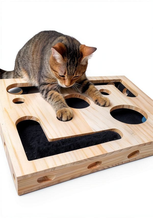 Cat Scratch Puzzle Enrichment Box Migtory Wooden Nail File Stress Free-5