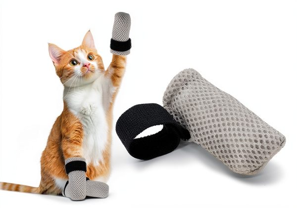Cat Claw Covers braxan Adjustable Mesh Shoes Booties 8 Pcs Grey Black-3