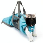 Cinf Cat Nail Clipping Grooming Restraint Bag with Free Muzzle Blue-0