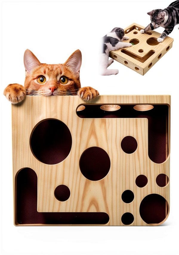 Cat Scratch Puzzle Enrichment Box Migtory Wooden Nail File Stress Free-0