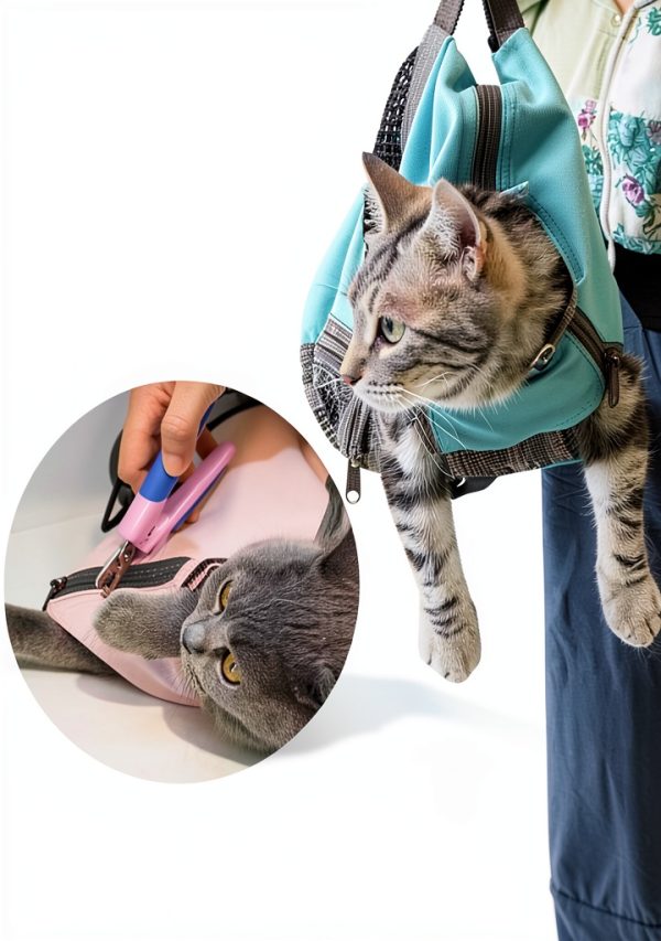 Cinf Cat Nail Clipping Grooming Restraint Bag with Free Muzzle Blue-2